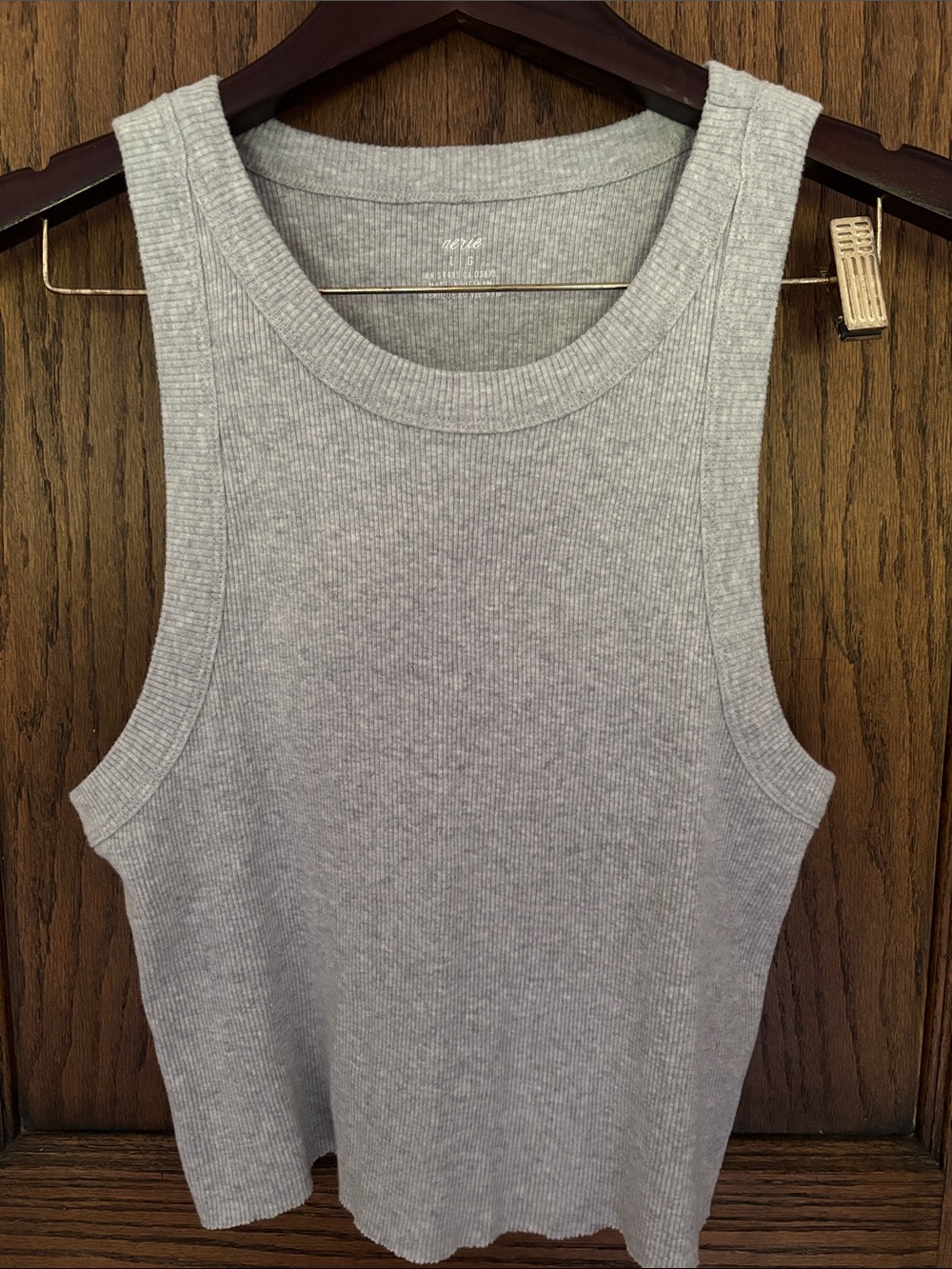 aerie Ribbed Scoop Neck Tank - Light Gray